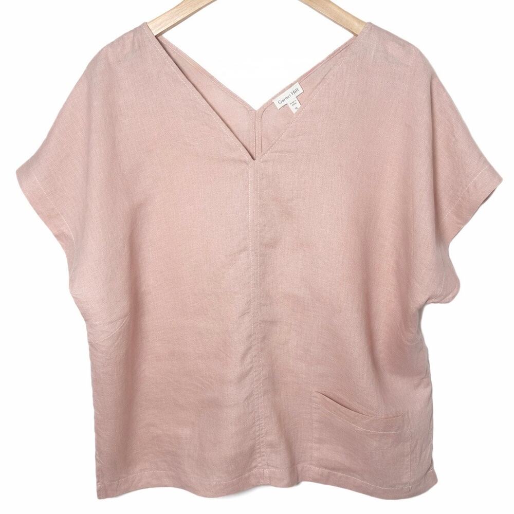 Garnet Hill 100% Linen Top XL Blush Pink Minimalist Relaxed Capsule Oversized